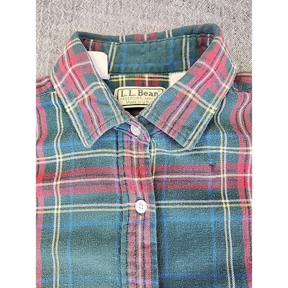 Vintage LL Bean Flannel Shirt Womens Size 12 Long Sleeve Button Down Plaid USA - Picture 3 of 9